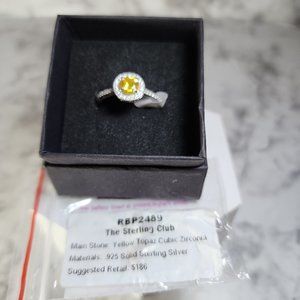 .925 Sterling Ring | Yellow Topaz Cubic Zirconia | Size 10